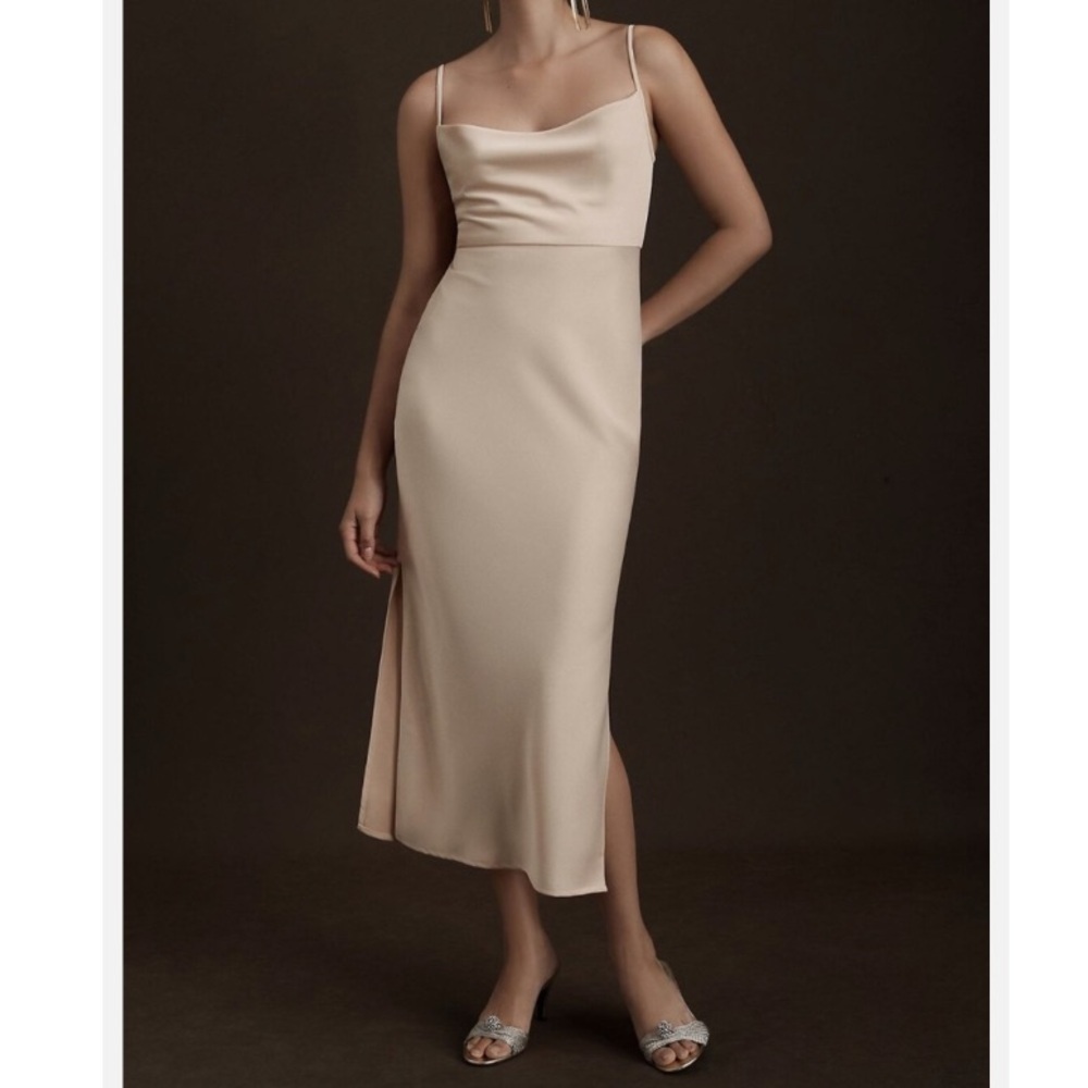 Anthropologie BHLDN Cali Satin Charmeuse Midi Dress Size 4 NWT